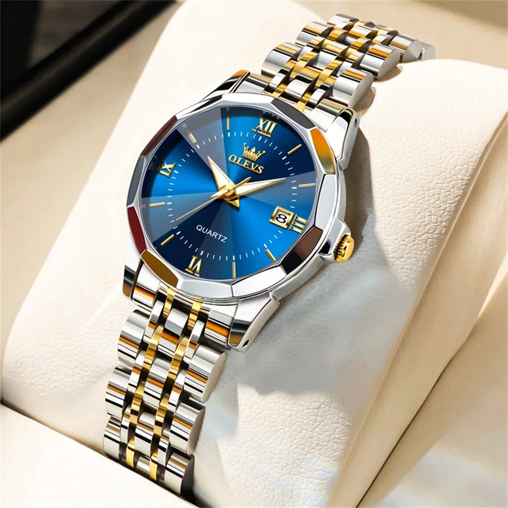 Elegant Women Luxury Timepiece Brand Original Quartz Watch for Ladies Waterproof Stainless Steel Luminous Date